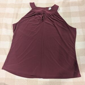 WHBM Burgundy Sleeveless Blouse Keyhole Neckline XL Valentines day outfit